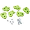 TRIBECCO Set di pietre per arrampicata da parete, 5 pezzi, impugnature incl. set di fissaggio, varie forme, dimensioni 8 x 11,5 cm, in plastica, per arrampicata all'aperto e al chiuso (Verde chiaro)