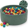 KiddyMoon Velluto Piscina di Palline 90X30cm/300 Palline per Bambini Tondo Fabbricato in EU, Velluto Verde: Verde Chiaro/Giallo/Turchese/Arancione/Rosa Scuro/Viola