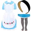 I LOVE FANCY DRESS LTD Alice's Wonderland - Vestito con fascia e collant per bambini, perfetto per la Giornata mondiale del libro, feste ed eventi, taglia S