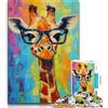 LLONGKT Puzzle da 1000 pezzi per adulti e adolescenti Giraffa con occhiali Puzzle da 1000 pezzi, interessante riduzione dello stress Interazione genitore-figlio (dimensioni 38x26cm)