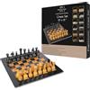 Marble Hives Set di scacchi in marmo fatto a mano, nero e onice (38 x 38 cm), set di scacchi per adulti, scacchiere di alta qualità, scacchiere fantasiose (38 x 38 cm senza dama, nero e oro)