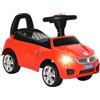 HOMCOM Macchinina per Bambini Cavalcabile con Volante, Fari e Musiche Integrate, Macchina per Bambini in PP e Metallo, 63.5x28x36 cm, Rosso