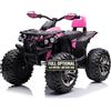 TOYSCAR Super Quad Elettrico per Bambini 12V ATV off-Road 4 x 4 Motori 12v Full Optional Batteria Potenziata 14AH Sospensioni (Rosa)