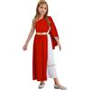 HULIJA Costume della dea Greca per Bambina Vestito di dea Greco Athena Toga con Corona Alloro Dorata Abito Greco Romano Halloween Rosso 7-8 anni