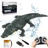 HoveeLuty Giocattoli di dinosauro telecomandati Coccodrillo telecomandato 2.4 Ghz, Doppia elica, Piscina realistica Coccodrillo RC Impermeabile Ricaricabile Telecomando Coccodrillo Giochi d'acqua per Piscina Gi