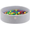 MISIOO Piscina secca Smart 90x30 cm Rotonda per neonati e bambini piccoli Grigio chiaro con 200 palline colorate (grigio: multicolore)