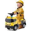 COSTWAY Macchina Cavalcabile per Bambini 18 Mesi+, Macchina a Spinta per Bambini Ufficiale Scania, Camion da Costruzione con Luci, Sirene, Clacson e Musica, con Spazio sotto Sedile (Giallo)