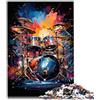 LXQING Puzzle da 1000 pezzi, batteria psichedelica colorata, adatto per adulti e bambini dai 12 anni in su, puzzle in legno, giocattolo regalo, dimensioni: 50 x 75 cm