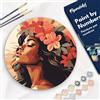 Figured'Art Dipingere con i Numeri su Disco di Legno da 30 cm - Paint by Numbers, Donna floreale, Passatempo per Adulti, Kit Completo, Hobby Creativi - Quadri fai da te