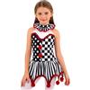 Aislor Costume Clown Bambina Costume Pagliaccio Horror Body Danza Classica Balletto Leotard da Presentatore del Circo Cosplay Feste di Halloween Carnevale D Nero 6 anni