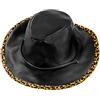 W WIDMANN MILANO Party Fashion, Cappello da cowboy in ecopelle nera, Motivo leopardato audace, Comfort ottimale, Versatile per tutte le occasioni, Qualità durevole, Facile manutenzione