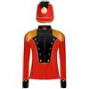 renvena Uniforme da Soldato Giocattolo per Bambini Costume da Schiaccianoci per Ragazzi Giacca da Domatore Circo Cappotto da Showman con Nappa e Cappello Rosso B 5-6 anni