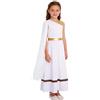 Mufeng Costume da Dea Greca Ateniese Bambina Costume Imperatrice Romana Monospalla Vestito Regina Egiziana Cosplay per Feste di Carnevale Halloween Natale Bianco 9-10 anni