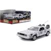 Jada Hollywood Rides - Ritorno al futuro Time Machine (versione Frost) - Scala 1:24 - Auto pressofusa - Porte e cofano apribili - Edizione Hobby - Da collezione - Età 8+ - Argento/Bianco