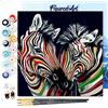Figured'Art Mini Dipingere con i Numeri 20x20cm con Telaio - Paint by Numbers Coppia di zebre colorate, Passatempo per Adulti, Kit Completo, Hobby Creativi - Quadri fai da te Tela Già Incorniciata