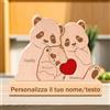 WINSD Puzzle Personalizzato con Famiglia di Orsi In Legno con 2-7 nomi Animali Sculture Artistico Regalo per la Casa per Compleanno Anniversario Famiglia Festa Della Mamma (Panda)