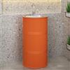 Cpaps Lavandino a Colonna Moderno in Ferro Battuto, Mobile da Bagno con Lavabo in Acciaio Inox, Lavandino su Piedistallo Freestanding Set con Rubinetto e Scarico (senza contenitore,Arancione)