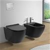 Inbagno Coppia Sanitari Sospesi Tokyo Rimless Nero Opaco WC E Bidet Con Sedile Soft-Close