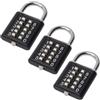 MroMax Lucchetto a combinazione a codice fisso a 5 cifre, confezione da 3 serrature a pulsante con password casuale preimpostata (non ripristinabile), serratura in lega di zinco per armadietto