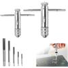 OXRXRO 2 Pezzi Tap Wrench Set,Set di Maschi a Mano,Set di Chiave a Cricchetto Impugnatura a T,con 5 Pezzi Maschi per Filettare Titanio M3 M4 M5 M6 M8,per Maschi Metriche M3-M8/M5-M12