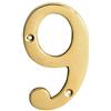 A10SHOP Motif Collection - Numero civico per porta, finitura in ottone lucido, 10 cm, Ottone, Number 9