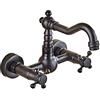 ANWEALTH Rubinetti per Lavabo Vintage Rubinetti per Lavabo A 2 Fori A Parete Rubinetti per Lavabo A Doppia Leva per Bagno Miscelatore per Lavabo Caldo E Freddo Nero Antico Corto