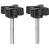 QUARKZMAN 2pz Manopole M6 x 40mm Filettatura Maschio Metrica 32mm Nero | di Serraggio a Stella, Plastica, 4 Punti Manopola Perno Filettato, Manico Serraggio Manuale Vite a Testa Zigrinata
