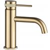 Rea - Rubinetto Bagno Lavabo Lungo Grip Brush Gold Low Miscelatore Da Bagno In Ottone Monocomando Caldo E Freddo Regolabile (Oro Spazzolato) 10x5x16,5cm