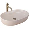 Rea - Lavabo Da Appoggio Cleo 61 Beige Matt Lavandino Bagno 605 X 415 X 140 mm Ceramica (Beige Opaco)