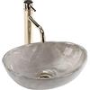 Rea - Lavabo Da Appoggio Sofia Mini Kashmir In Ceramica,Grigio, Ovale 35X26X12,5cm