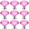 Beuya Ousyaah Confezione da 9 pomelli in cristallo per armadietti, cassettiere, mobili, porte, maniglie per cucina, armadio e armadio (rosa)