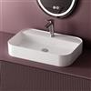 EMKE Lavabo da Appoggio e Sospeso 71 x 40 x 11 cm, Lavandino Rettangolare in Ceramica Bianco Lucido con Angoli Arrotondati, Lavello Moderno Salvaspazio per Bagno e WC - Senza Rubinetto e Piletta