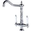 EGTink Rubinetto cucina cromato, rubinetto per lavabo alto retrò, miscelatore antico a due maniglie per lavandino bagno, miscelatore alta pressione per lavello cucina, rubinetto cucina girevole 360°