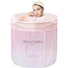 Sinbide Vasca da bagno pieghevole, 70 x 60 cm, pieghevole, senza installazione, per sauna, doccia e bagno di ghiaccio, portatile, non gonfiabile (rosa)