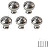 FEEIMOL 5 Pezzi Pomello Per Mobili Argento Maniglia Per Mobili Tonda Maniglia Tonda Monoforo Maniglia per Armadio Cassetti e Guardaroba Manopola