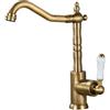 EGTink Rubinetto da cucina in bronzo retrò, alto rubinetto da cucina girevole a 360°, in ottone anticato, miscelatore monocomando da bagno