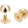 QUARKZMAN Rivetti a Vite, 8 Sets Rivette a Punta Rotonda 8x5mm Rivetti per Cuoio in Pelle Vite di Rilegatura per Borse in Pelle Fai-Da-Te per Borse Cinture Artigianato Pelle, Tono Oro