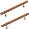 Steytemd 2 pezzi Maniglie per Mobili Marrone, Pelle + Lega di Zinco | Superficie rivestita in pelle, Maniglie per Armadietti a T Moderno-128mm/5in