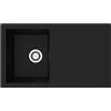 Respekta Cleveland Lavello in Mineralite nero/Lavello da incasso a 1 vasca da 86 x 50 cm/Lavello adatto a basi da 50 cm di larghezza