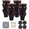 sgxxkj123 Set di 4 Gambe Legno, Piedini per Tavolino Divano in Legno Massello, Piedini per Mobili Rotondi in legno vintage, per Divano TV Cabinet Letto Tavolo, Antiscivolo(Color:brown,Size:12cm/4.72in)