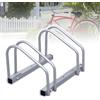 Jaxguom Cavalletto da pavimento per bicicletta per 2 biciclette, distanza tra le ruote 30 cm, larghezza pneumatici 35-55 mm, acciaio inossidabile, viti autobloccanti, montaggio a pavimento o a parete