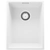 PRIMAGRAN Lavello sottotop Bianco 36x47cm, Lavandino in Granito a 1 vasca + Sifone Classico, Lavabo da Cucina al Mobile 40cm - London S028