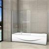 AICAit 140 cm Sopravasca Parete Vasca da Bagno Due Ante Movibili con Maniglia Portasciugamani Vetro 6 mm Temperato Anticalcare 100 cm