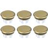 F Fityle 6x Anello di troppo pieno per lavandino, Coperchio di troppo pieno, Ricambio, Tappo di inserimento del foro del coperchio lavandino rotondo, Oro Spazzolato