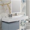 Inbagno Lavabo bagno sospeso 120 cm con vasca a destra, top integrato in resina, 120 x 46 cm bianco lucido, antigraffio, anti-ingiallimento, resistente agli acidi