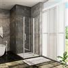 Acezanble Porta Battente per Box Doccia Angolare con Parete Laterale Misura 100x80X195 cm in Vetro Temperato Trasparente Anticalcare da 6 mm 2 barre di supporto