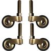 NIANXINN 4x Rotelle Universali in Ottone Massiccio,Rotelle per Mobili Stile Vintage Anticato da 25mm,con Asta Filettata M8,Ruote Gomma Girevoli a 360°,Carico 150Kg,per Mobili,Poltrone,Divano