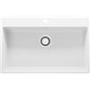 PRIMAGRAN Lavello da Cucina Bianco 78x50cm, Lavandino in Granito a 1 vasca + Sifone Classico, Lavabo da Cucina Incasso al Mobile 80cm - Riga S396