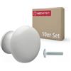 Gedotec Ursula Set di 10 pomelli per mobili in legno laccato bianco Ø 35 mm con inserto filettato in ottone M4 x 25 mm | Maniglia per mobili in legno massiccio Maniglia per armadio, cassetto