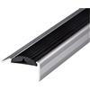 Floordirekt Profilo per gradini Power Grip | Profilo per scale con inserto in gomma antiscivolo | Preforato o autoadesivo | Materiale di montaggio incluso (134 x 4,2 x 2 cm | Preforato | Nero)